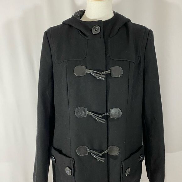 NWOT Style & Co Black Wool Coat with Toggle Closure - Picture 2 of 4